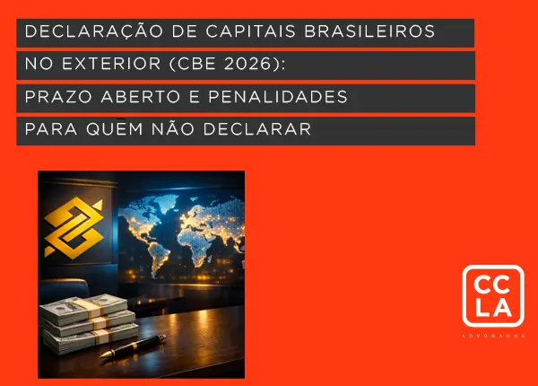 Iniciou o prazo de entrega da Declaração de Capitais Brasileiros no Exterior (CBE) 2026 do Banco Central do Brasil. A declaração, que tem prazo determinado para cumprimento, é obrigatória para residentes que detenham ativos no exterior iguais ou superiores a US$ 1 milhão (declaração anual) ou US$ 100 milhões (declaração trimestral). O não envio ou o envio incorreto pode gerar multas que chegam a R$ 250 mil.